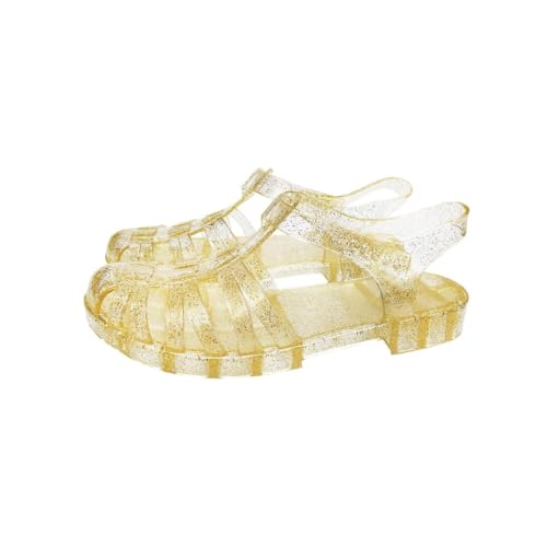 Ejoyiso Damen Sandalen Sommer, Transparente Kunststoff Sommerschuhe Einfarbig Kunststoff-Kristall Jelly-Schuhe (Flash Gold, Erwachsene, Damen, 39, Numerisch, EU Schuhgrößensystem, M) von Ejoyiso