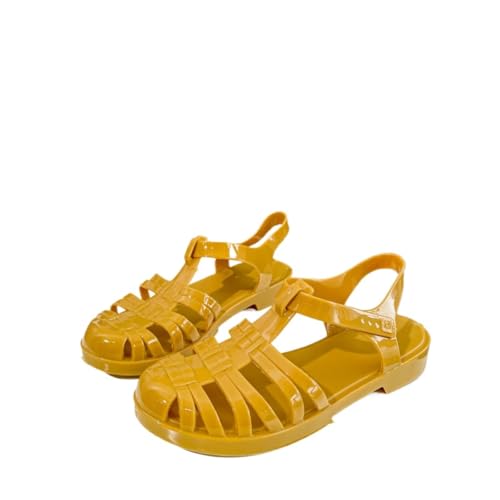 Ejoyiso Damen Sandalen Sommer, Transparente Kunststoff Sommerschuhe Einfarbig Kunststoff-Kristall Jelly-Schuhe (Gelb, Erwachsene, Damen, 38, Numerisch, EU Schuhgrößensystem, M) von Ejoyiso
