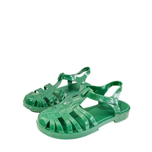 Ejoyiso Damen Sandalen Sommer, Transparente Kunststoff Sommerschuhe Einfarbig Kunststoff-Kristall Jelly-Schuhe (Grün, Erwachsene, Damen, 36, Numerisch, EU Schuhgrößensystem, M) von Ejoyiso