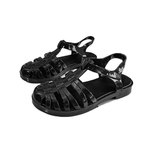 Ejoyiso Damen Sandalen Sommer, Transparente Kunststoff Sommerschuhe Einfarbig Kunststoff-Kristall Jelly-Schuhe (Schwarz, Erwachsene, Damen, 38, Numerisch, EU Schuhgrößensystem, M) von Ejoyiso