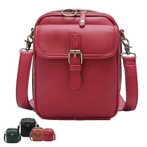 Ejoyiso Diebstahlsichere Crossbody Tasche Damen, Diebstahlsichere Tasche Damen, 2025 Upgrade Vintage Diebstahlsicheres Crossbody-Tasches, With Wide Shoulder Strap (Rot) von Ejoyiso