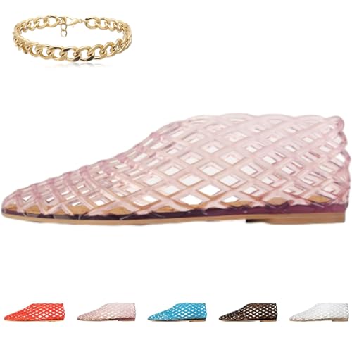 Ejoyiso Jelly Sandalen Damen, Slip-On Strand Leichte Casual Flache Sandalen Atmungsaktiv für Reisen im Freien (Rosa, Erwachsene, Damen, 36, Numerisch, EU Schuhgrößensystem, M) von Ejoyiso