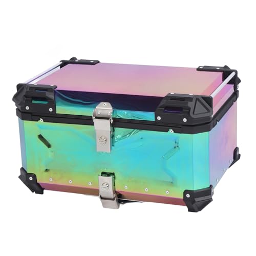 Ejoyous 65L Motorrad-Top-Hülle Aluminiumlegierung Motorrad-Motorrad-Schwanzkasten mit Schnellfreisetzungsbasis wasserdichte Diebstahl-Doppelschlüssel Reflektierende Aufkleber für Universelle von Ejoyous