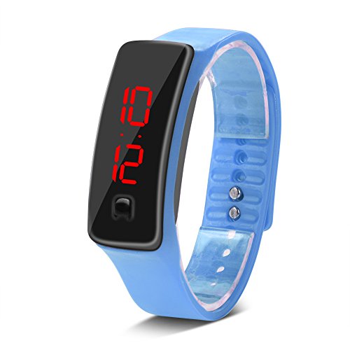 Digital Sport Uhren für Damen Herren, LED Armbanduhr Silikon Digital Armbanduhren Digitaluhre mit 12-Stunden-Zifferblatt, für Outdoor und Indoor Laufen Klettern Angeln(Blau) von Ejoyous