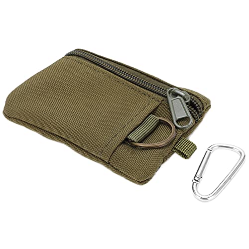 Ejoyous Outdoor EDC Molle Pouch, Mini Schlüsselkartenetui Kartenetui Münzetui mit Reißverschlussfach und D-Ring zum Aufhängen, für Camping Reisen Wandern (Green) von Ejoyous