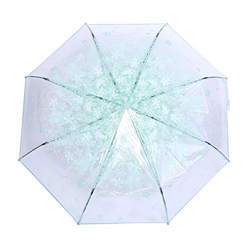 Ejoyous Regenschirm Transparent mit Blumen, Kinderregenschirme Kleine Mädchen Damen Regen Schirm mit Muster Blumen Leicht Durchsichtig Windfest Reiseschirm Durchmesser 93 cm von Ejoyous