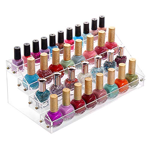Nagellack Aufbewahrung, 4-stöckiges Nagellack Organizer Nagellack Regal Nail Polish Organizer Acryl Aufbewahrung Transparente Lippenstift Organizer 31 x 16,6 x 14,2 cm von Ejoyous