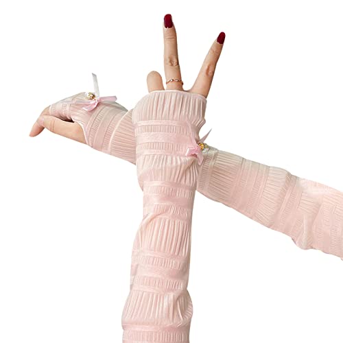 Ekakashop Damen Armstulpen 1 Paar UV-Sonnenschutz Ärmlinge Ärmel Arm Sleeves Armwärmer Elegante Blumen Spitzen lange Handschuhe Fahrradhandschuhe für Fahren,Radfahren,Golf volleyball zubehör,Rosa von Ekakashop