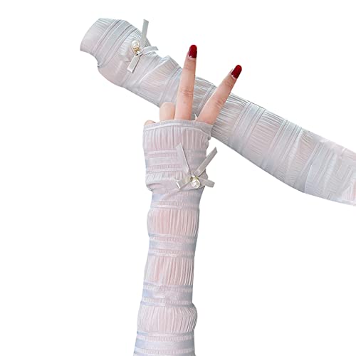 Ekakashop Damen Armstulpen 1 Paar UV-Sonnenschutz Ärmlinge Ärmel Arm Sleeves Armwärmer Elegante Blumen Spitzen lange Handschuhe Fahrradhandschuhe für Fahren,Radfahren,Golf volleyball zubehör,Grau von Ekakashop