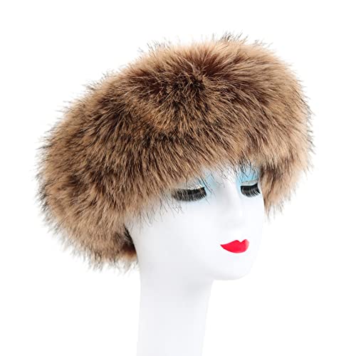 Ekakashop Winter Pelzmütze Damen Kunst Pelz Mütze Wintermütze Fellmütze Kunstpelz Mütze Winter Warme Plüschmützen Kunstfell Mütze Warmer Hut,Braun, Einheitsgröße von Ekakashop