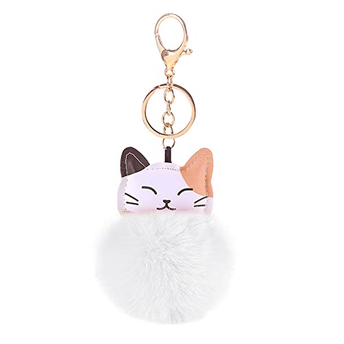 Pom Pom Schlüsselanhänger,Ekakashop Kunstpelz Pompon Ball Katze Schlüsselanhänger Anhänger Personalisiert Handy Taschen Schlüssel Anhänger Schlüsselbund Handtasche Hängende Dekoration Anhänger von Ekakashop