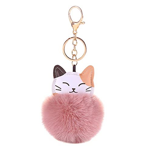 Pom Pom Schlüsselanhänger,Ekakashop Kunstpelz Pompon Ball Katze Schlüsselanhänger Anhänger Personalisiert Handy Taschen Schlüssel Anhänger Schlüsselbund Handtasche Hängende Dekoration Anhänger von Ekakashop