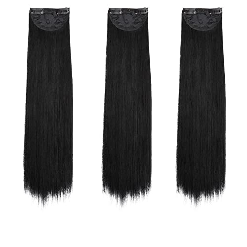 3-teilige Perücke for Damen, einteilig, Haarverlängerungen, unsichtbar, keine Spur, langes, glattes Haar, Volumen, Perückenstücke Modedekoration (Color : 4, Size : 60 cm) von EkeNoz