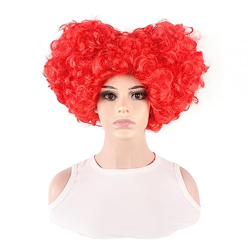 Anime Lady Cosplay rote flauschige kurze lockige Kopfperücke Modedekoration (Color : 1, Size : 1) von EkeNoz