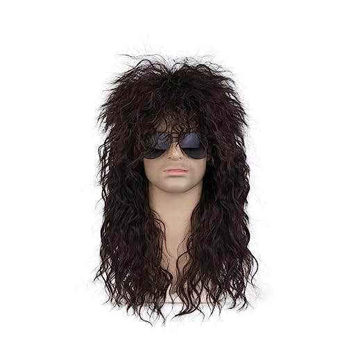 Bettler-Perücke, langes lockiges Haar, Bühnen-Halloween-Männer, flauschige Frisur, voller Kopf Modedekoration (Color : 1, Size : 1) von EkeNoz