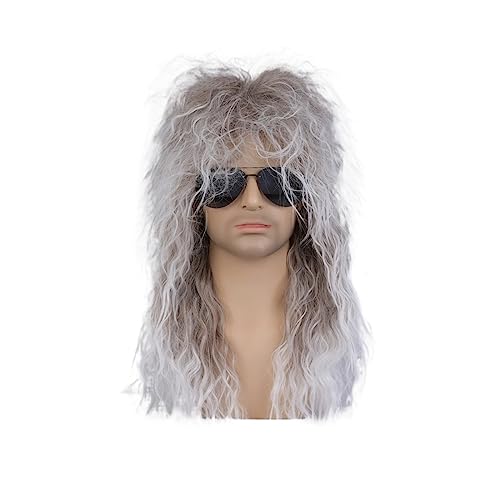 Bettler-Perücke, langes lockiges Haar, Bühnen-Halloween-Männer, flauschige Frisur, voller Kopf Modedekoration (Color : 2, Size : 1) von EkeNoz