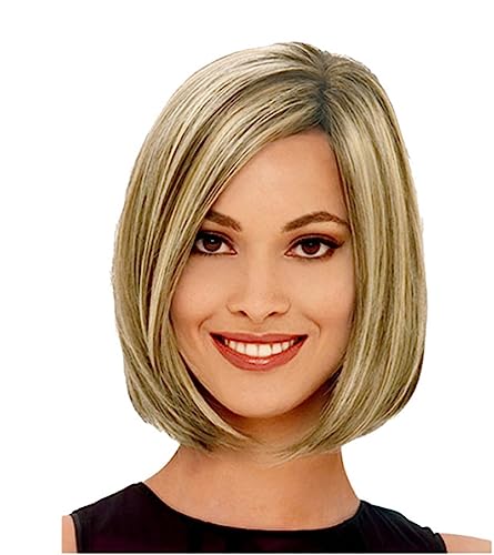 Blonde Bob-Perücke for Damen, kurzes Haar, Damen-Perücke, kurzes, glattes Haar, Chemiefaser, Hochtemperatur-Seidenperücke Modedekoration von EkeNoz