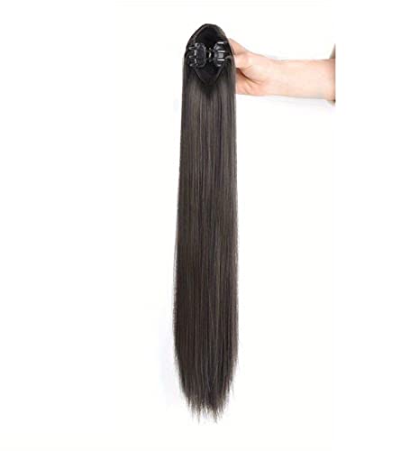 Clip-on-Pferdeschwanz-Perücke, natürliche Haarverlängerungen, langes glattes Haar, Perücken-Pferdeschwanz for Frauen (Color : 1, Size : 19 inch) von EkeNoz