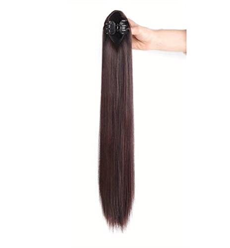 Clip-on-Pferdeschwanz-Perücke, natürliche Haarverlängerungen, langes glattes Haar, Perücken-Pferdeschwanz for Frauen (Color : 3, Size : 19 inch) von EkeNoz