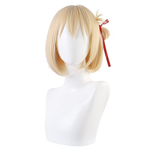 Cosplay Perücke Bob blonde Haare rotes Band Anime Charakter Mode Persönlichkeit for Frau Modedekoration von EkeNoz