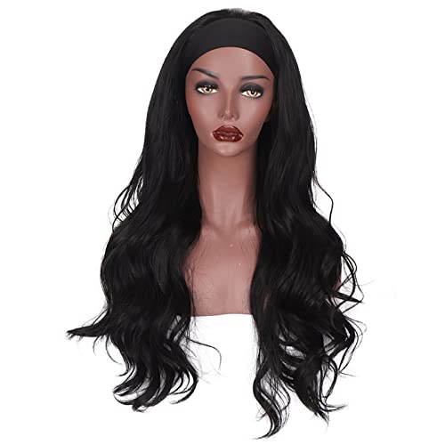 Damen-Perücke, Haarband, langes lockiges Haar, Kopf-Set, glattes Haar, Kopf-Set Modedekoration (Color : 1, Size : 1) von EkeNoz