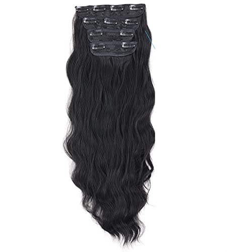 Damen-Perücke, Stück, Wasserwelligkeit, Locken, Haarverlängerung, vierteiliges Set, Kissen-Haarverdichtung, Haarvolumen, natürlicher Haarersatz, 50 cm Modedekoration (Color : 1, Size : 50 cm) von EkeNoz