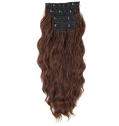 Damen-Perücke, Stück, Wasserwelligkeit, Locken, Haarverlängerung, vierteiliges Set, Kissen-Haarverdichtung, Haarvolumen, natürlicher Haarersatz, 50 cm Modedekoration (Color : 2, Size : 50 cm) von EkeNoz