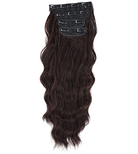 Damen-Perücke, Stück, Wasserwelligkeit, Locken, Haarverlängerung, vierteiliges Set, Kissen-Haarverdichtung, Haarvolumen, natürlicher Haarersatz, 50 cm Modedekoration (Color : 3, Size : 50 cm) von EkeNoz