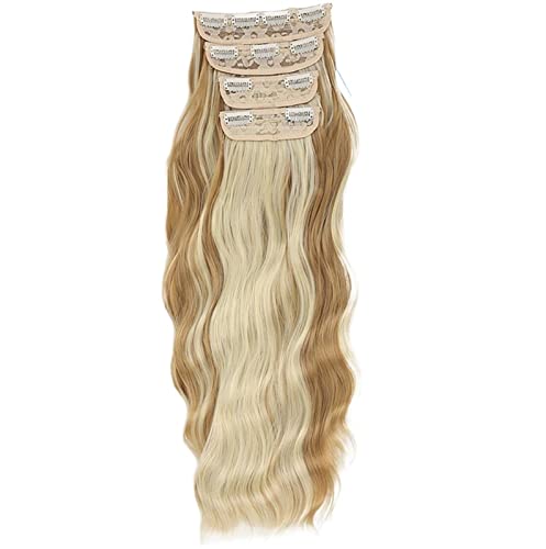 Damen-Perücke, Stück, Wasserwelligkeit, Locken, Haarverlängerung, vierteiliges Set, Kissen-Haarverdichtung, Haarvolumen, natürlicher Haarersatz, 50 cm Modedekoration (Color : 7, Size : 50 cm) von EkeNoz