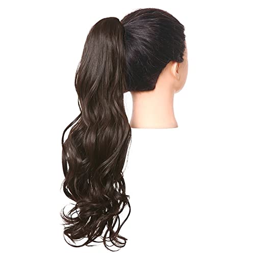 Damen Perücke Grip Clip Tigerkralle langes lockiges Haar Pferdeschwanz flauschige lange lockige Haare Perücke Pferdeschwanz Modedekoration (Color : 4, Size : 18 inch) von EkeNoz