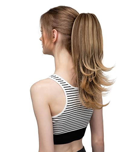 Damen-Scrunchie-Pferdeschwanz-Perücke, weibliche natürliche Birnenrolle, Tigerkralle, Rollen-Pferdeschwanz-Perücke Modedekoration (Color : 1, Size : 14 inch) von EkeNoz