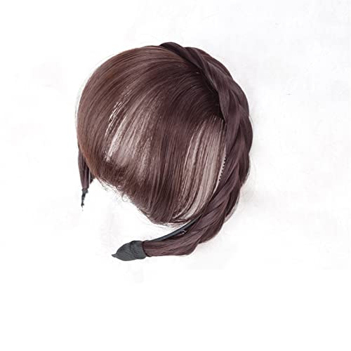 Fischgrätengeflecht-Perücke, luftiger Pony, Damen-Stirn, leicht, unsichtbar, natürlich, unmarkiert, Haarband, Pony, ein Stück mit künstlichem Pony Modedekoration (Color : 4, Size : 1) von EkeNoz