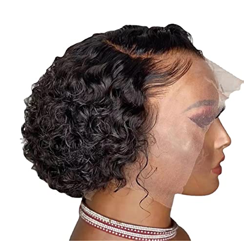 Perücke Mittelteil schwarz Wickelschlauch klein lockiges Haar kurz Kopfbedeckung Perücke Damen Chemiefaser Kopfbedeckung Modedekoration (Color : 1, Size : 1) von EkeNoz