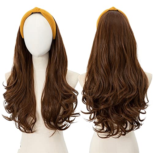 Perücken Frauen langes lockiges Haar Haarbänder Kopfbedeckungen realistische Perücken Modedekoration (Color : 7, Size : 24 inch) von EkeNoz