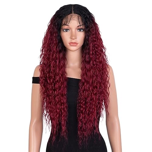 Spitzenperücken for Damen, langes lockiges Haar, Chemiefaser-Perücken, voller Kopfbedeckung, stilvoll (Color : 3, Size : 1) von EkeNoz