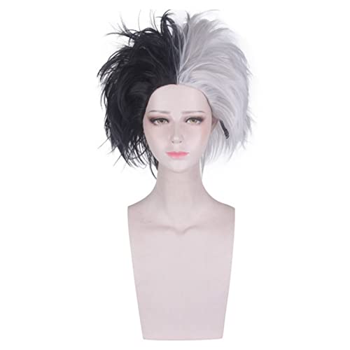 Universelle Perücke for Männer und Frauen, Cosplay-Perücke mit explosivem Kopf in Schwarz und Weiß Modedekoration von EkeNoz