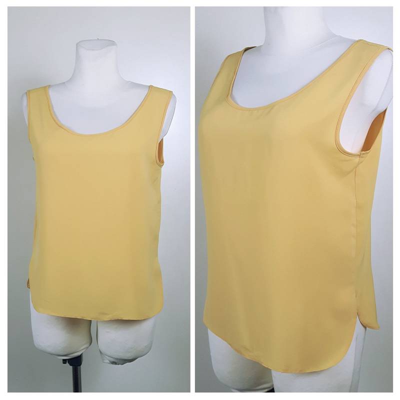 Vintage 80Er Jahre Oben Weste Ei Gelb Sommer Ärmellos C & Ein Uk10/12 Eu36/38 von EkokoVintage