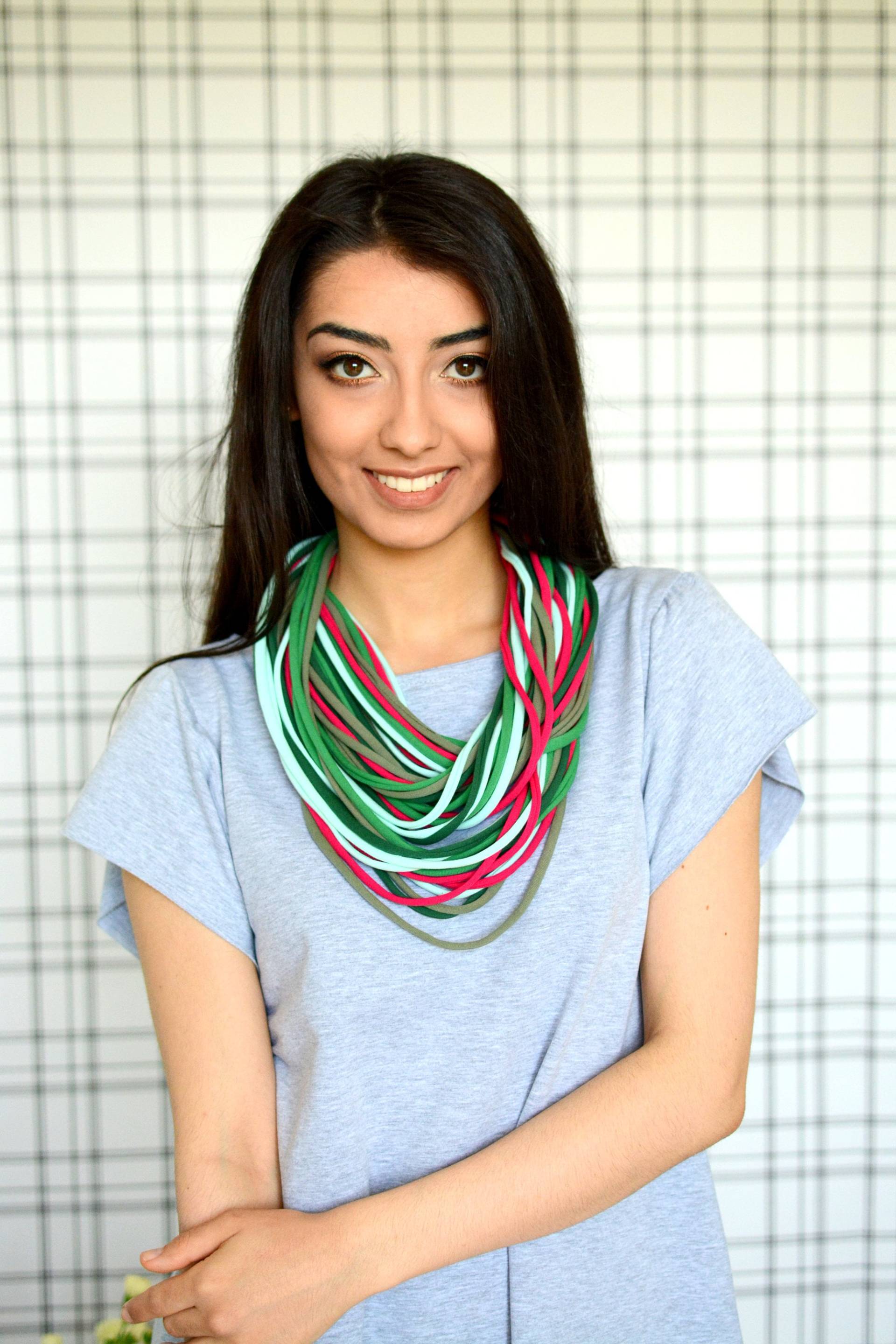 Die Strickkette Aus 100 % Baumwolle, Streifen, Loop, Rundschal von Ekoszale