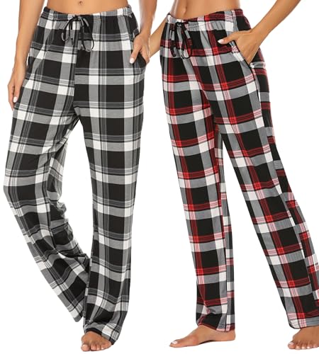 Ekouaer 2er Pyjamahose Damen Lang Schlafhose Karierte Schlafanzughose Freizeithose mit Taschen L Ekouaer 2er Pyjamahose Damen Lang Schlafhose Karierte Schlafanzughose Freizeithose mit Taschen L von Ekouaer