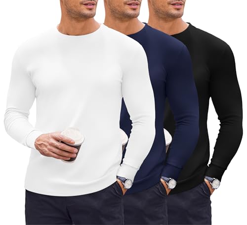 Ekouaer 3 Pcs Langarmshirt Thermounterwäsche Longsleeve Pullover Winter Men's Ski and Thermal Undershirt Underwear Long Sleeve von Ekouaer