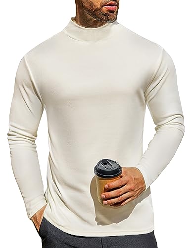 Ekouaer Baumwolle Langarmshirt Herren warm Basic Unterhemd Rundhals Thermo T-Shirt Unterwäsche Oberteil große Größe Weiß XXXL von Ekouaer