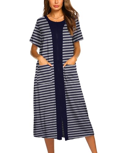 Ekouaer Damen Karierter Strumpf Overall Pinafore kurzes Kleid XX-Large Marine blau von Ekouaer
