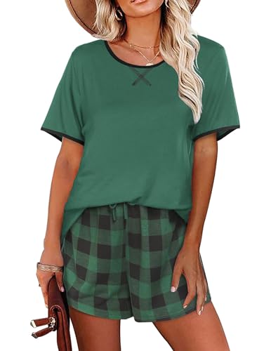 Ekouaer Schlafanzug Damen Kurz Pyjama Nachtwäsche Top und Schlafshorts Zweiteiliger L von Ekouaer