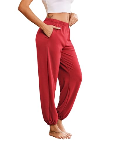 Ekouaer Damen Schlafanzughose Lang Jogginghose Warm Loungehose Freizeithose Nachtwäsche Hosen mit Taschen Pyjamahose Rot L Ekouaer Damen Schlafanzughose Lang Jogginghose Warm Loungehose Freizeithose Nachtwäsche Hosen mit Taschen Pyjamahose Rot L von Ekouaer