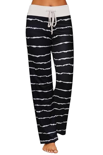 Ekouaer Damen Schlafanzughose Yoga Pants Pyjamahose Damen Lang Schlafhose Yogahose Nachtwäsche Hosen mit Kordelzug XL von Ekouaer