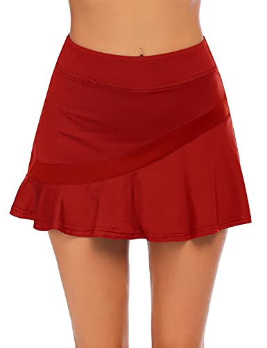 Ekouaer Damen Tennisröcke Tennis Hosenrock Mit Taschen und Kopfhöreranschluss Hockey Golf Lauf Rock Sportskort von Ekouaer