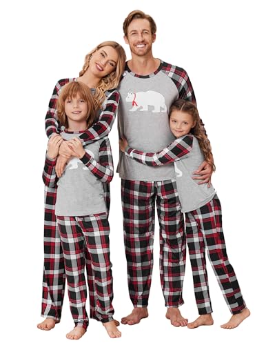 Ekouaer Damen Weihnachten Schlafanzug Familie Set Christmas Pyjama Lang Weihnachtspyjama Fun Schlafanzug Familien Outfit Set von Ekouaer