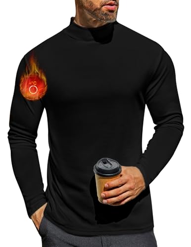 Ekouaer Herren Funktionsshirt atmungsaktiv Thermo Unterwäsche Langarm T Shirt schwarz XXL von Ekouaer