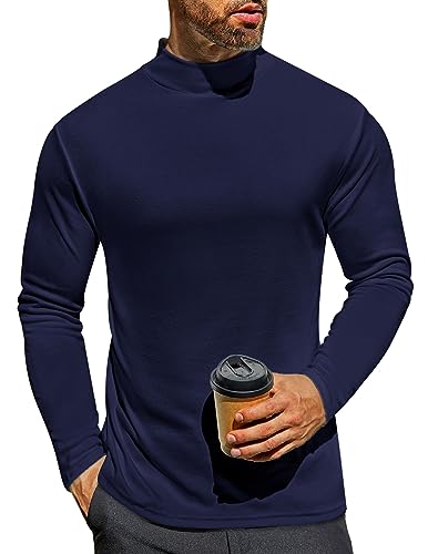 Ekouaer Herren Langarmshirt mit Innenfleece Thermo Unterhemd warm Basic T Shirt blau lila L von Ekouaer