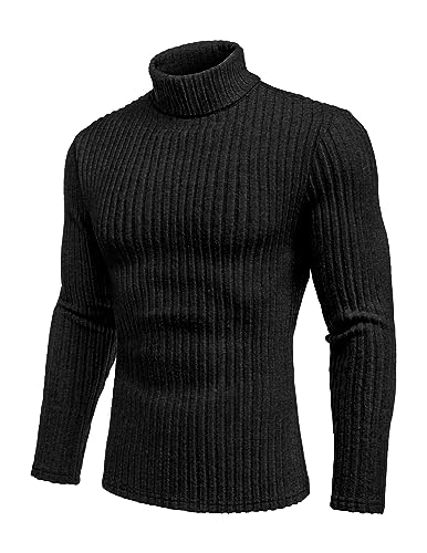 Ekouaer Herren Rollkragenshirt Langarm Rollkragen Dünn Thermooberteile Rollkragen Schwarz XL von Ekouaer